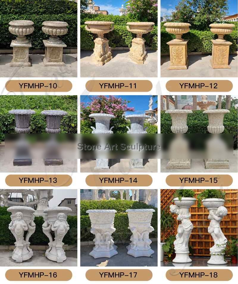 Large Outdoor Stone Flower Pots Peacock Decor for Sale MOKK-966 detail image