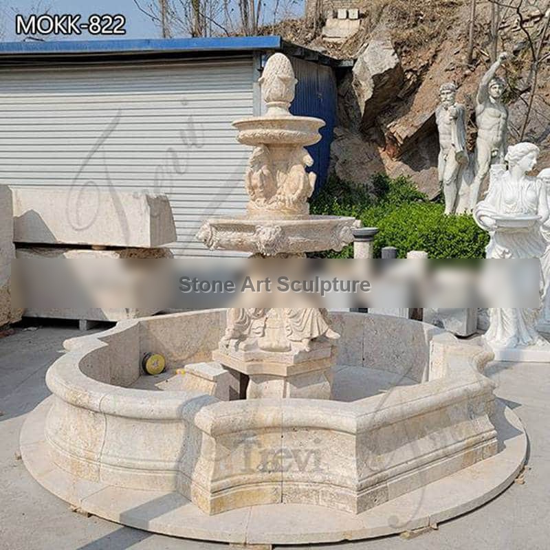 Garden Decoration Beige Marble Fountain for sale MOKK-822 detail image