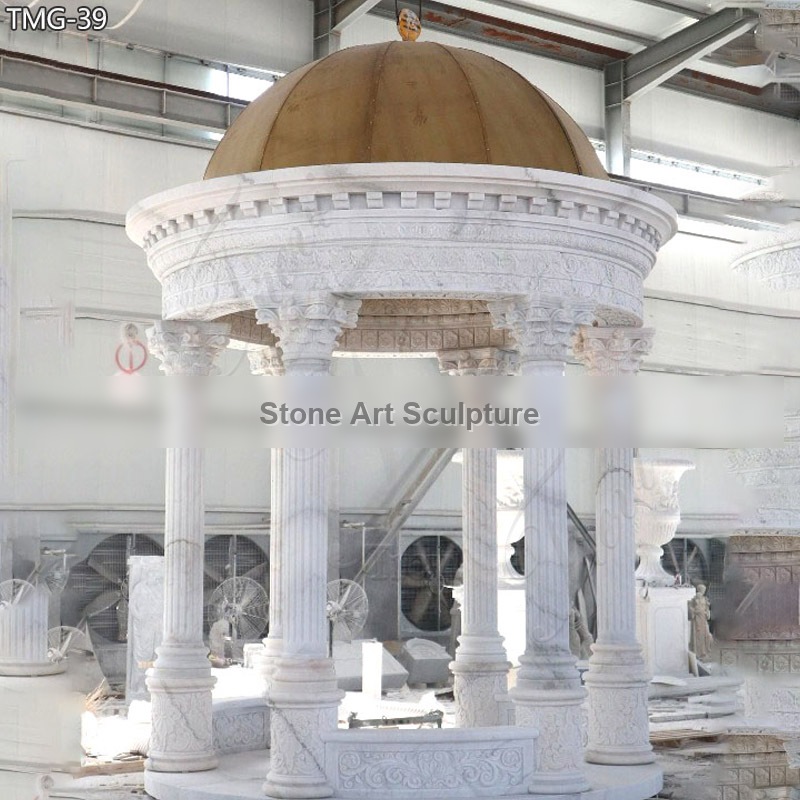 Outdoor White Marble Garden Gazebo for Sale Factory Supply TMG-39 detail image