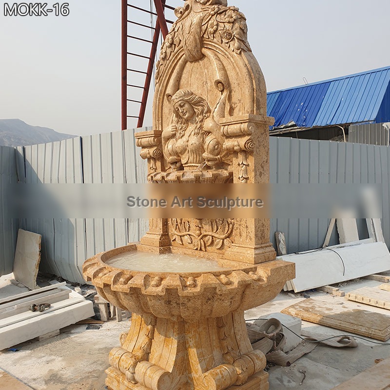 Marble Courtyard Wall Fountain with Female Relief detail image