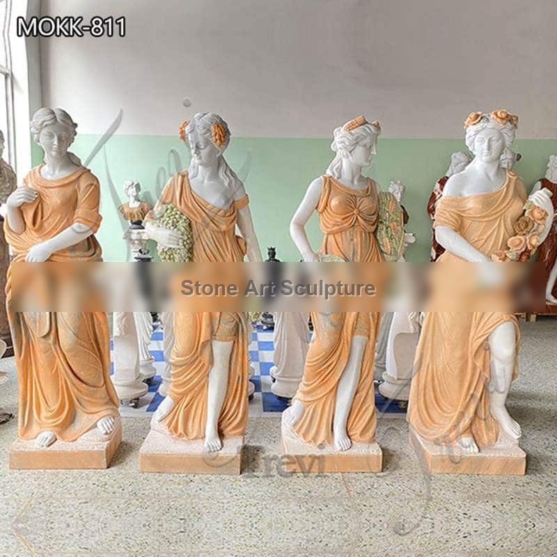 Marble Garden Statue Life Size Cream Color Four Seasons for Sale MOKK-811 detail image