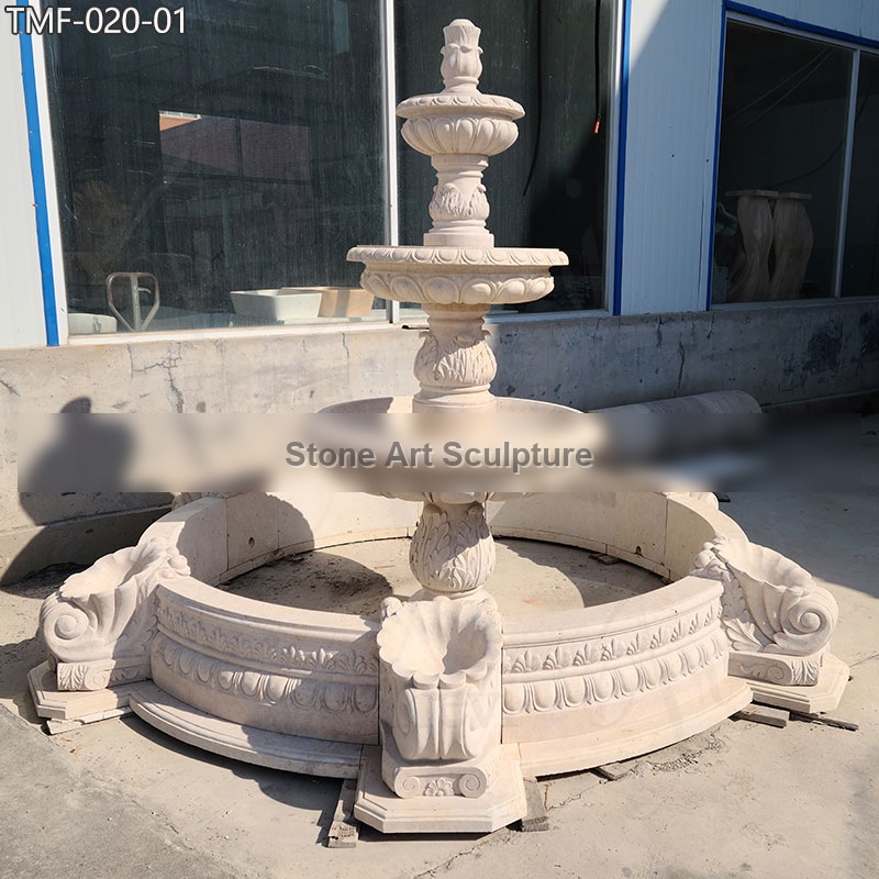 3 Tier Beige Marble Swan Fountain for Garden on Sale TMF-020 detail image