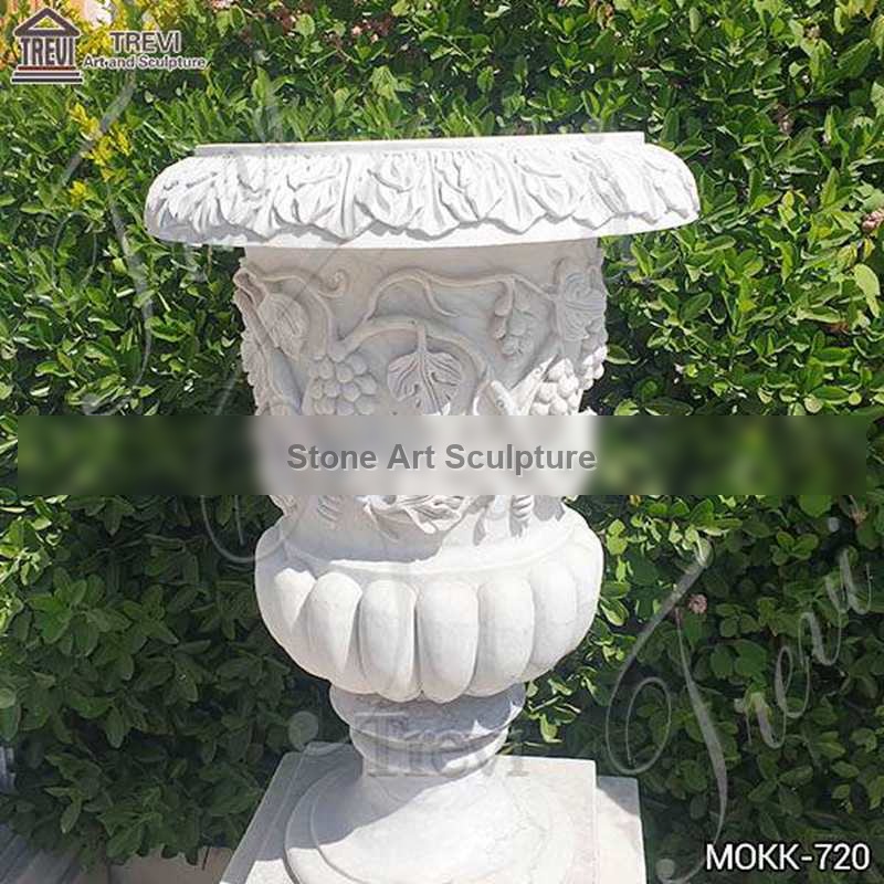Exquisite Marble Grape Pattern Flowerpot Sculpture Garden Decor MOKK-720 detail image