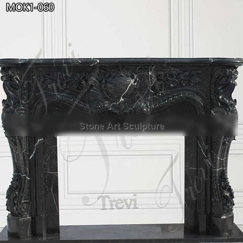 Custom Black Marble Fireplace Surround Factory Supply MOK1-060