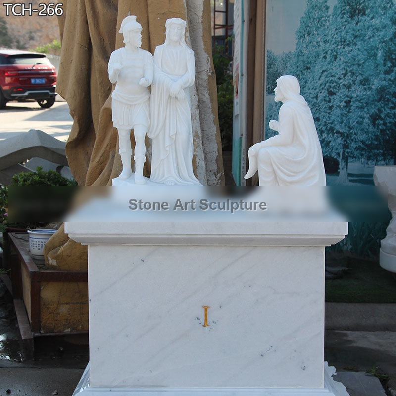 Station I | Jesus Is Condemned to Death Marble Statue detail image