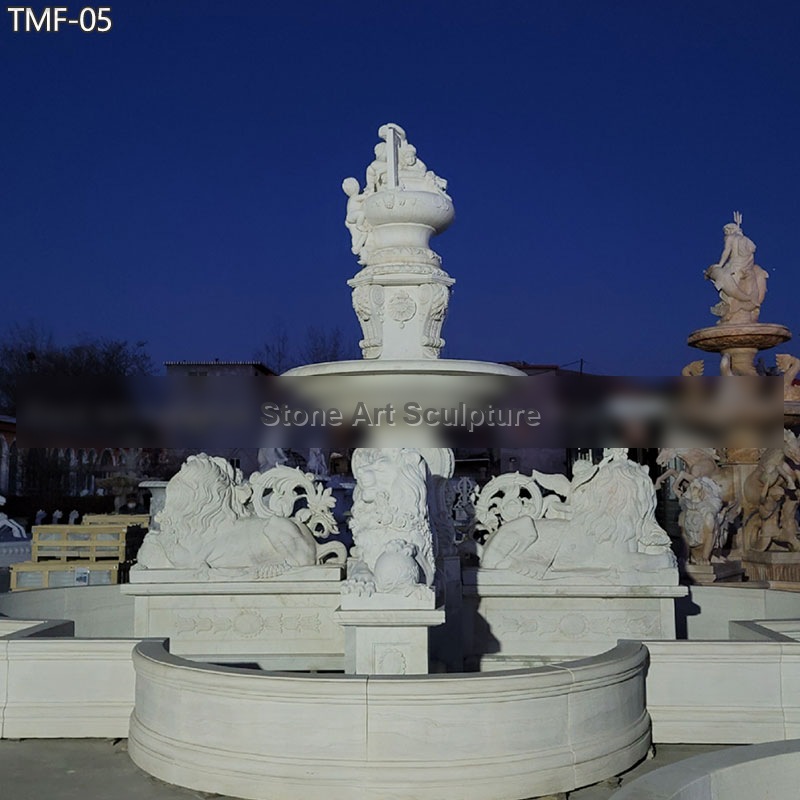Luxurious Large Fountain with Lion and Children Statues Design TMF-005 detail image