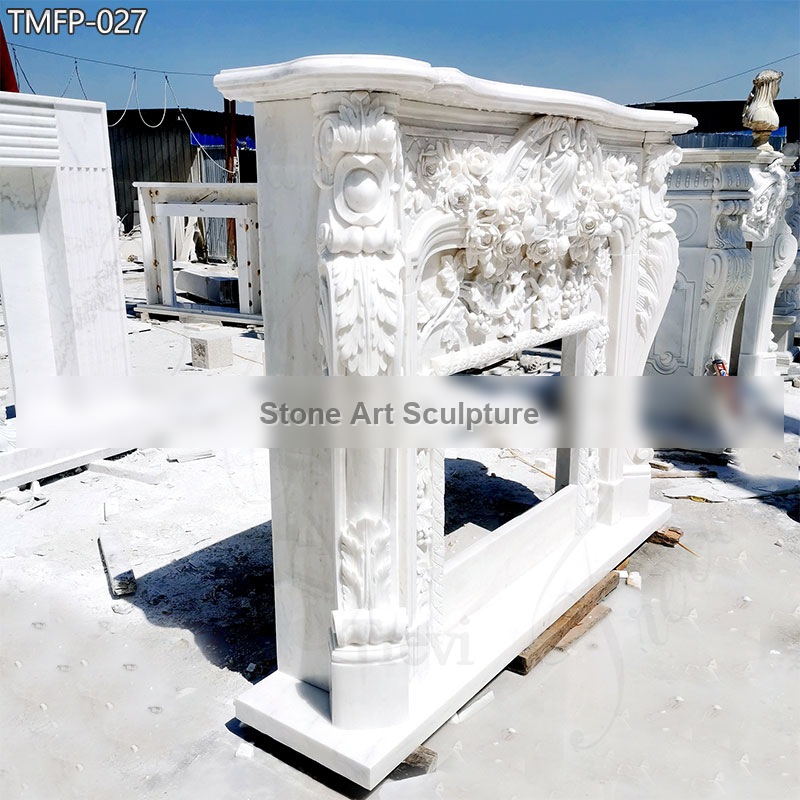 Antique White Marble Fireplace Mantel for Sale Factory Supply detail image