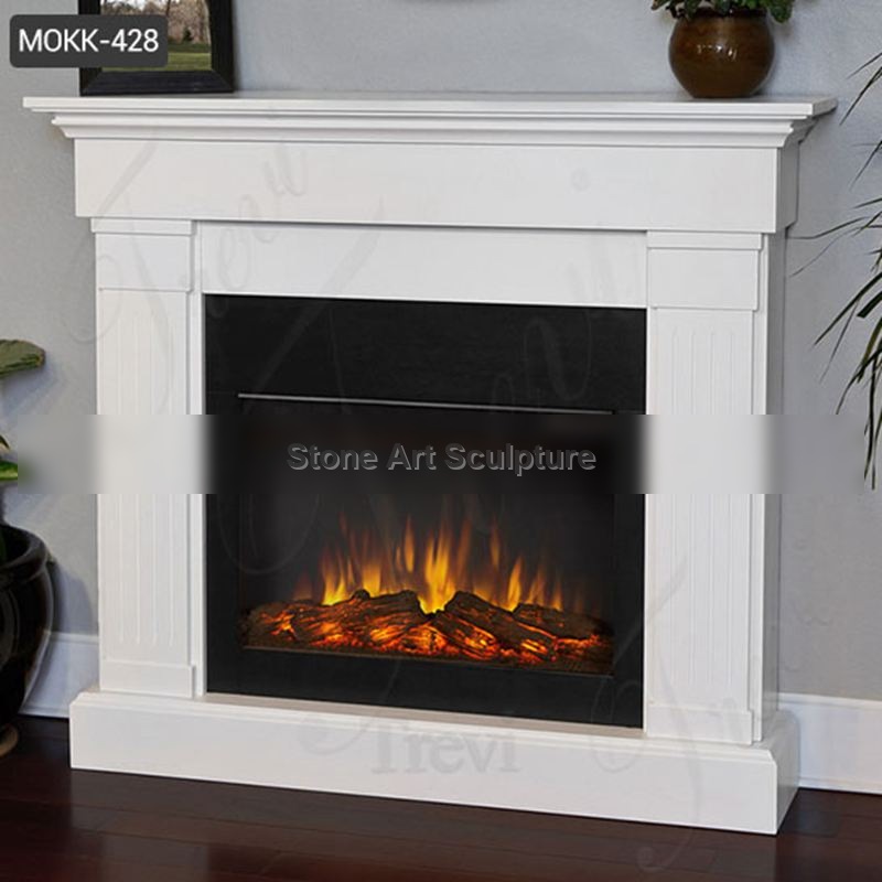 Hand Carved White Marble Fireplace Mantel Manufacturer MOKK-428 detail image