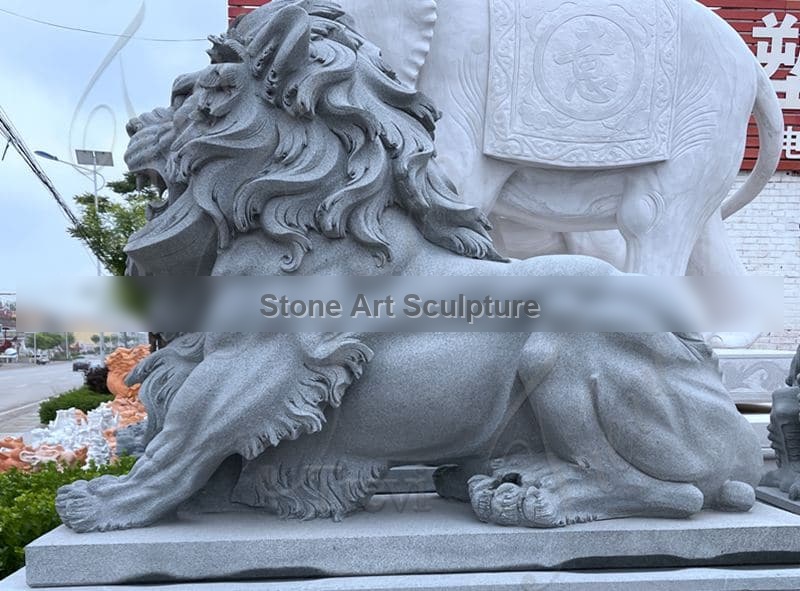Large Vivid Marble Lion Statues Home Decor for Sale MOKK-998 detail image