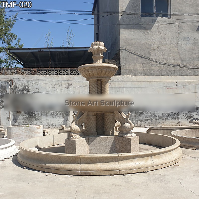 3 Tier Beige Marble Swan Fountain for Garden on Sale TMF-020 detail image