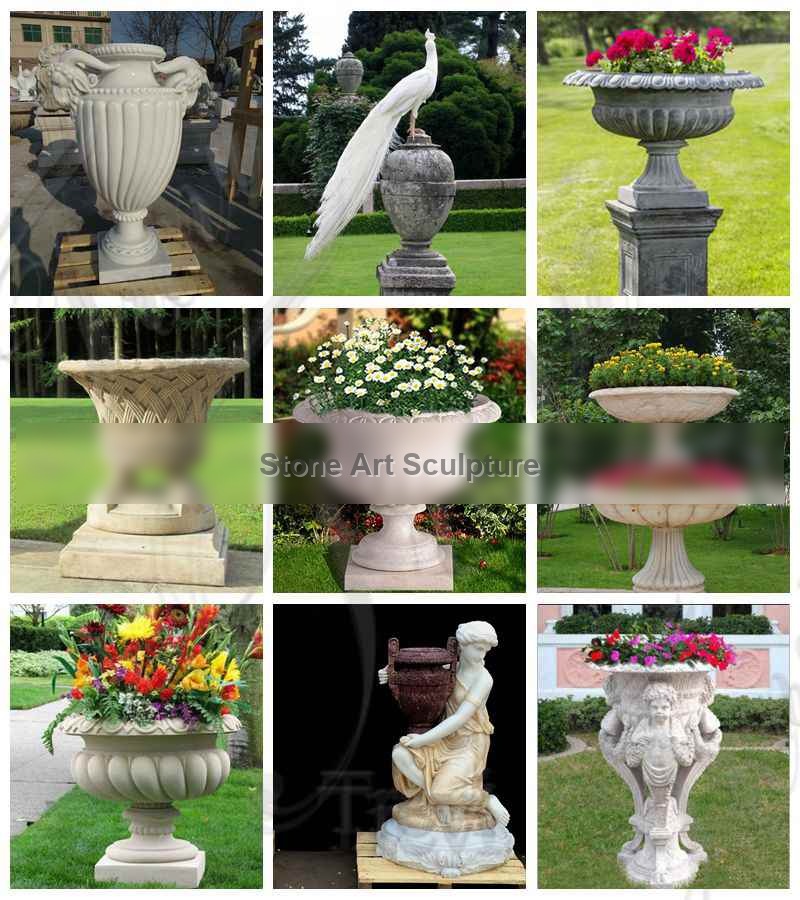 Exquisite White Marble Flower Pots floral designs for Sale MOKK-714 detail image