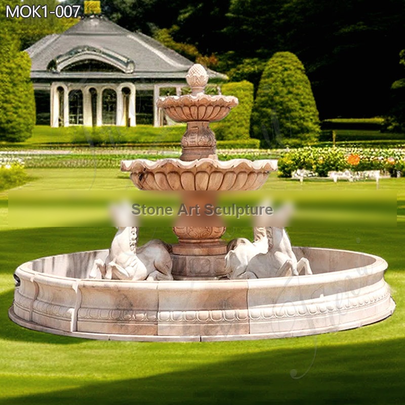 Tiered Marble Outdoor Horse Craigslist Water Fountain for Sale MOK1-007