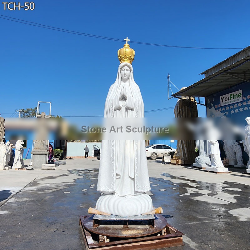 Marbel Our Lady of Fatima Statue with Golden Crown TCH-50 detail image