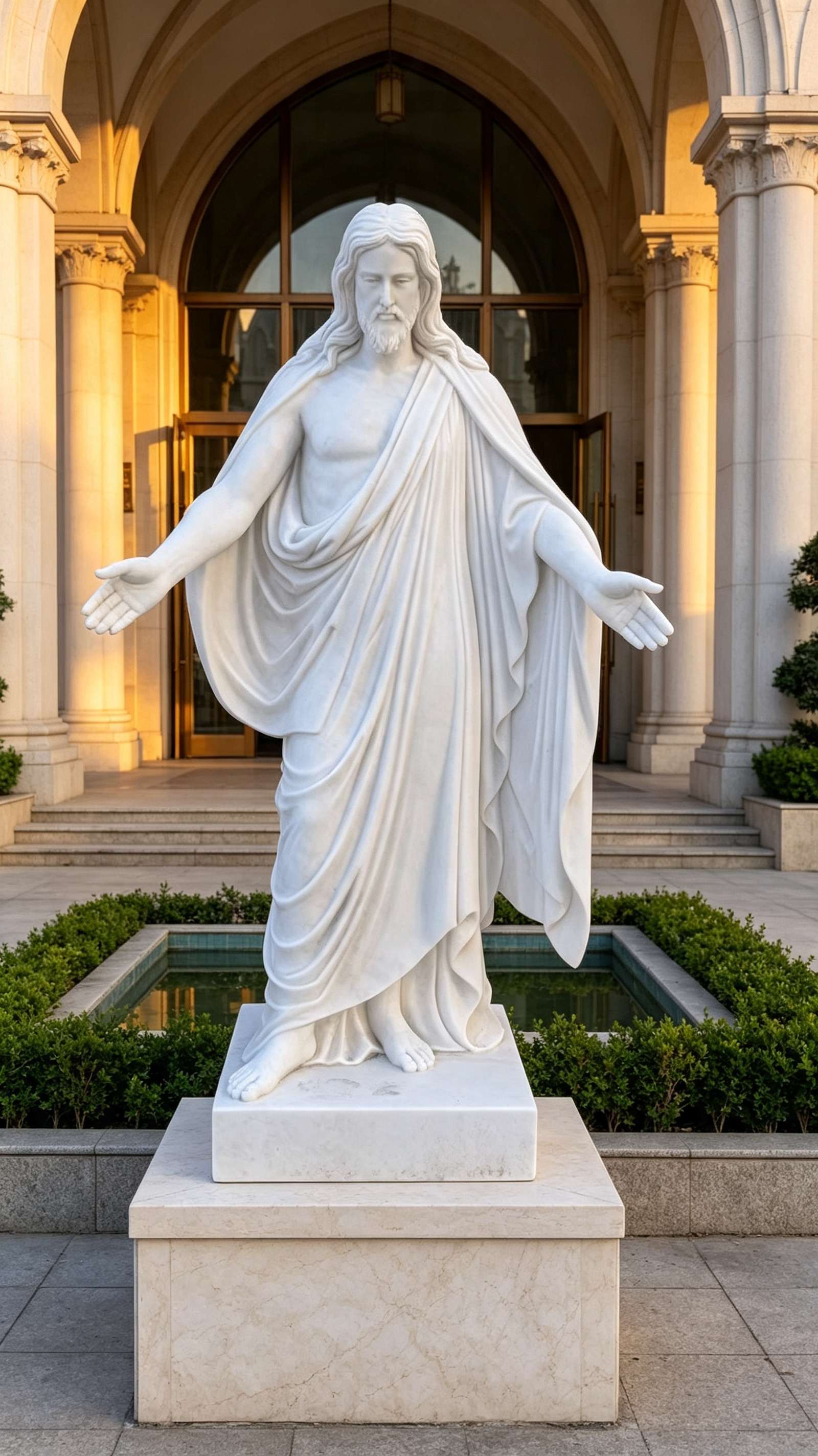 White Marble Open Arms Jesus Christ Statue-SAS-21520