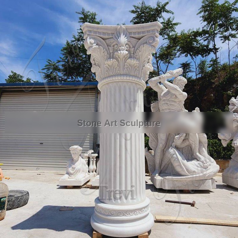 Modern House Columns White Marble Carved Pillars for Sale TMC-12 detail image