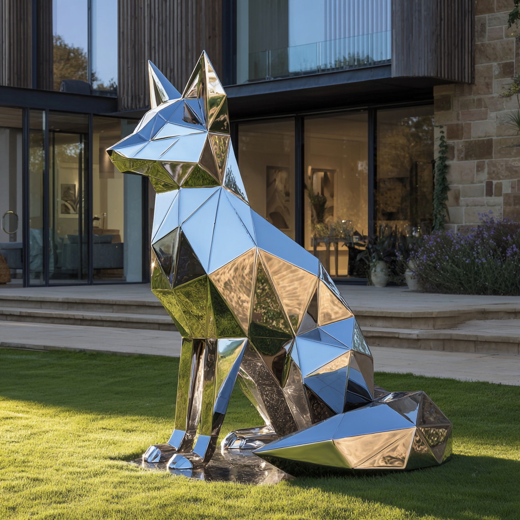 metal art fox sculpture