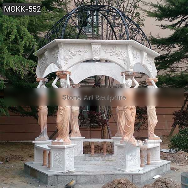 Hand Carved Marble Stone Gazebo with Lady Statue from Factory Supply MOKK-552
