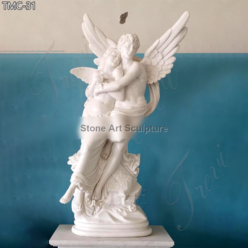 Outdoor Cupid and Psyche White Marble Garden Statue Louvre Replica for Sale detail image