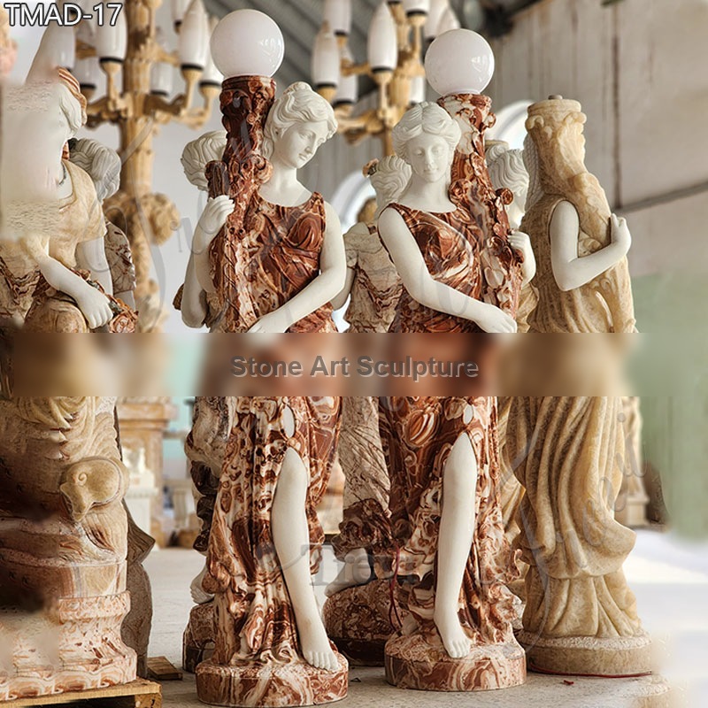 Life-Size Marble Statue Lamp with Lady Sculpture Factory Supply TMAD-17 detail image