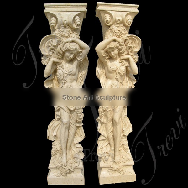 Classic Large Marble Roman Column with Figure Statue Design for Sale MOKK-163