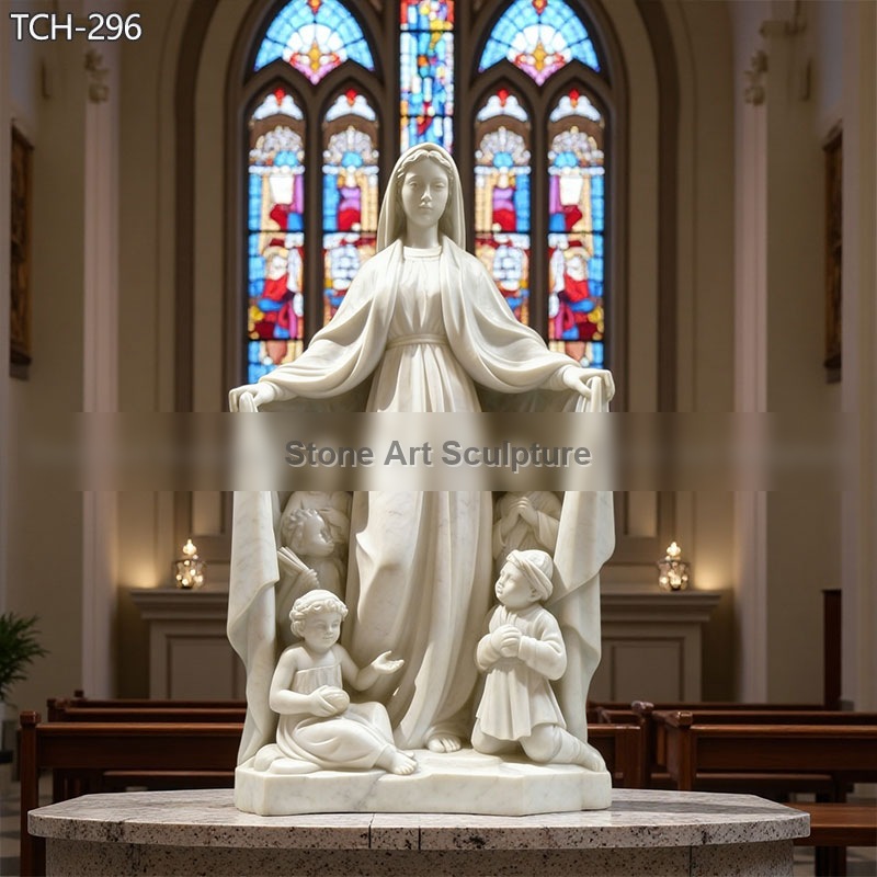 Life Size Marble Our Lady of Refuge Statue