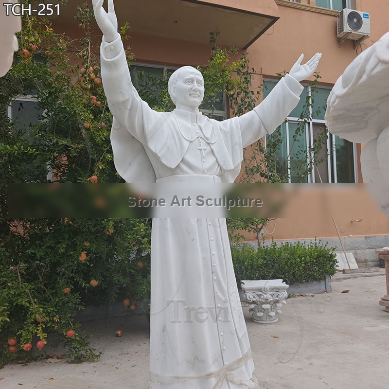 Life Size Marble Pop John Paul II Statue detail image