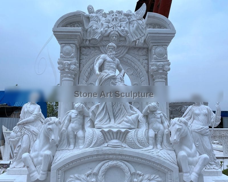 Famous Double Italian Stone Fireplace Rome Trevi Design MOKK-936 detail image