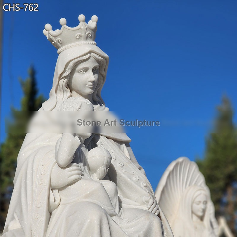 Seated Sculpture of the Virgin Mary Holding the Infant Jesus detail image
