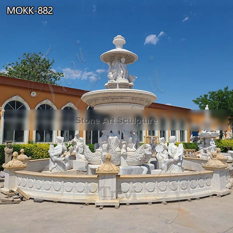 Palatial Large Marble Fountains Hand-Carved Garden Decor for Sale MOKK-882 detail image