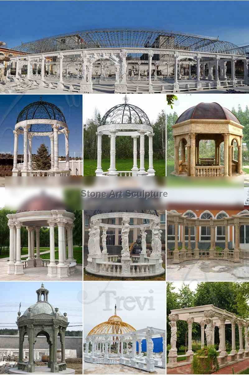 Large Beautiful White Marble Gazebo for Outdoors MOK1-113 detail image