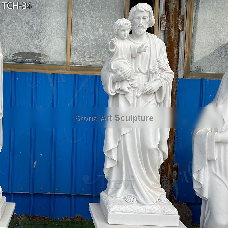Catholic Life Size Marble Saint Joseph TCH-34 detail image