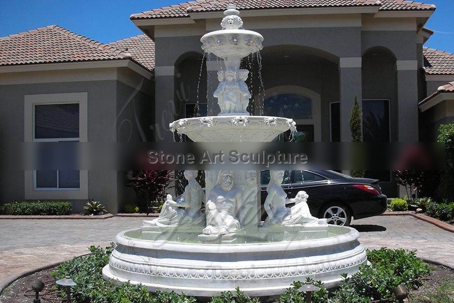Greek Statue Hand Carved Stone Garden Water Fountain for Estate MOKK-107 detail image