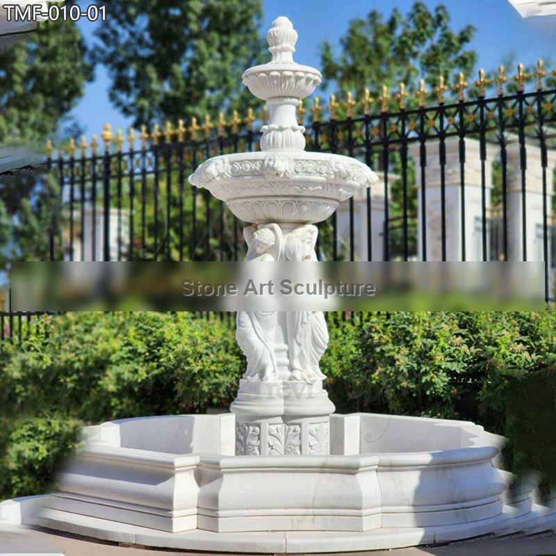 Outdoor Large Garden Marble Water Fountain with Female Sculpture TMF-010 detail image