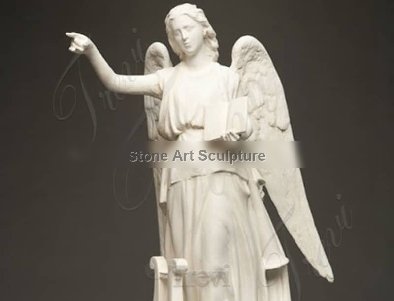 Outdoor Marble Praying Angel Sculpture with Book for sale MOKK-237 detail image