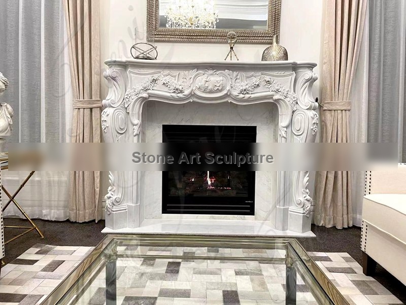 White Marble Fireplace Mantels for Sale Craigslist Home Decor TMFP-024 detail image