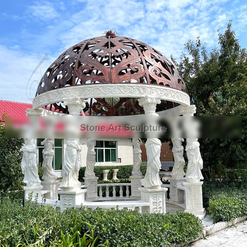 Custom Marble Italy Gazebo with Beach Outdoor Yard Decor TMG-14 detail image