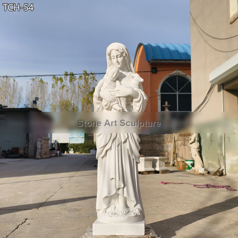 6-foot Madonna and Child with Lamb Statue detail image