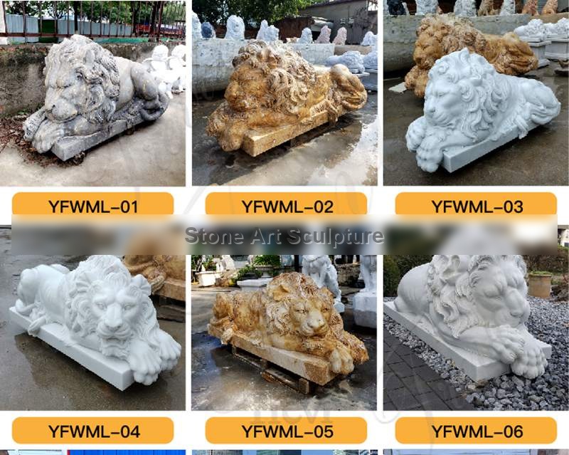 Outdoor Marble Lion Statue Zoo Decoration for Sale MOKK-706 detail image
