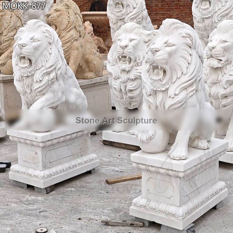 Large Marble Lion Statues Group for Sale China Factory MOKK-877 detail image