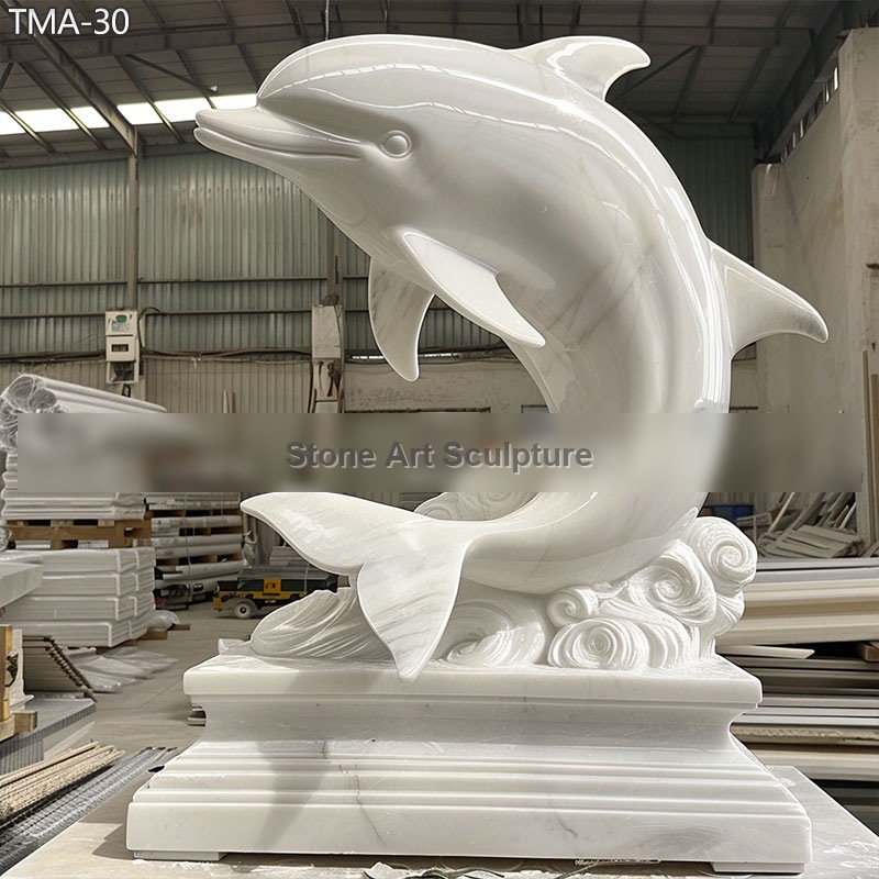 Marble Dolphin Statue Outdoor Pool Decor for Sale