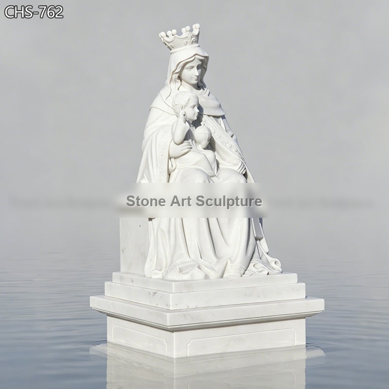 Seated Sculpture of the Virgin Mary Holding the Infant Jesus detail image