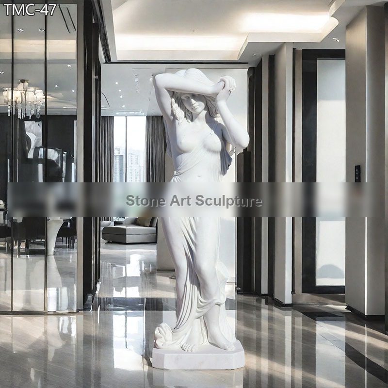 6 Feet White Marble Nude Lady Statue for Sale TMC-47 detail image