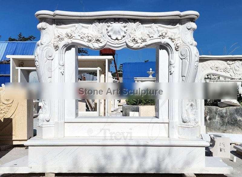 White Marble Fireplace Mantels for Sale Craigslist Home Decor TMFP-024 detail image