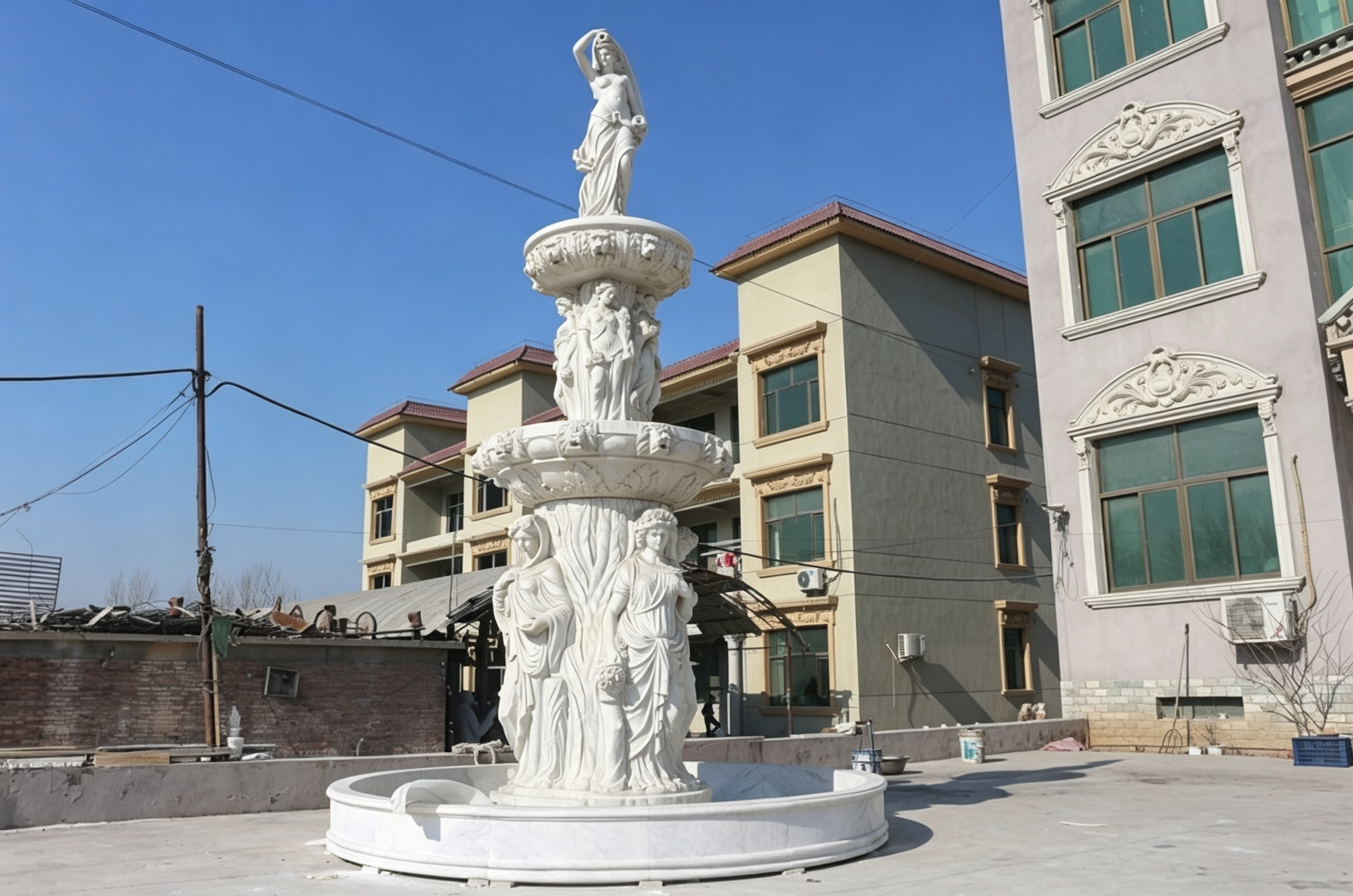 Marble Tiered Statuary Fountain