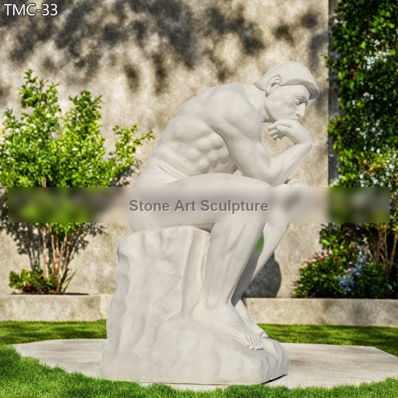 White Marble Famous The Thinker Statue for Sale TMC-33 detail image