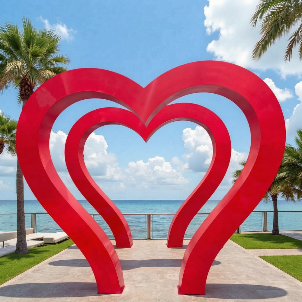red love gate sculpture
