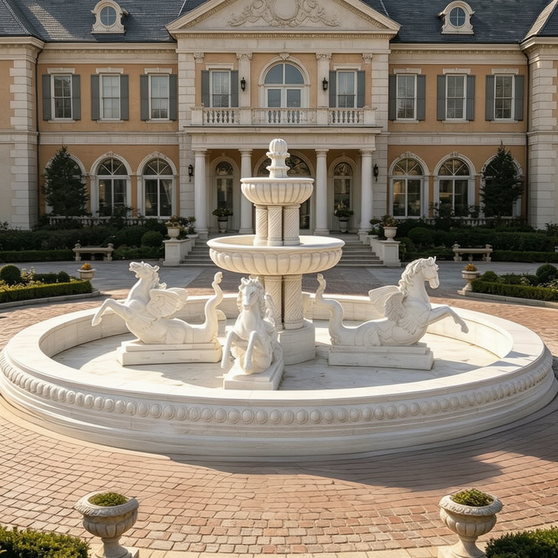 marble Large Outdoor Horse Fountain for manor
