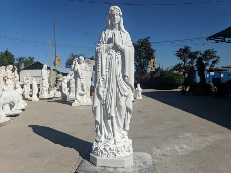 Virgin Mary Marble Statue Our Lady of Lourdes sculpture
