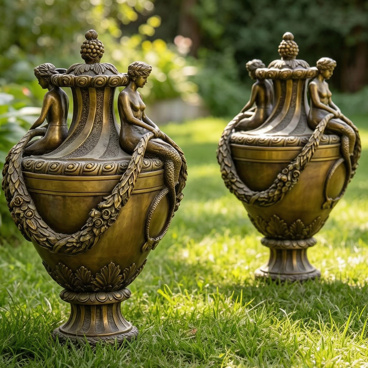 Bronze Mermaid Flower Urns for Garden
