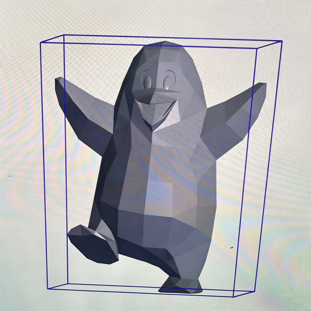 3D model of the penguin sculpture
